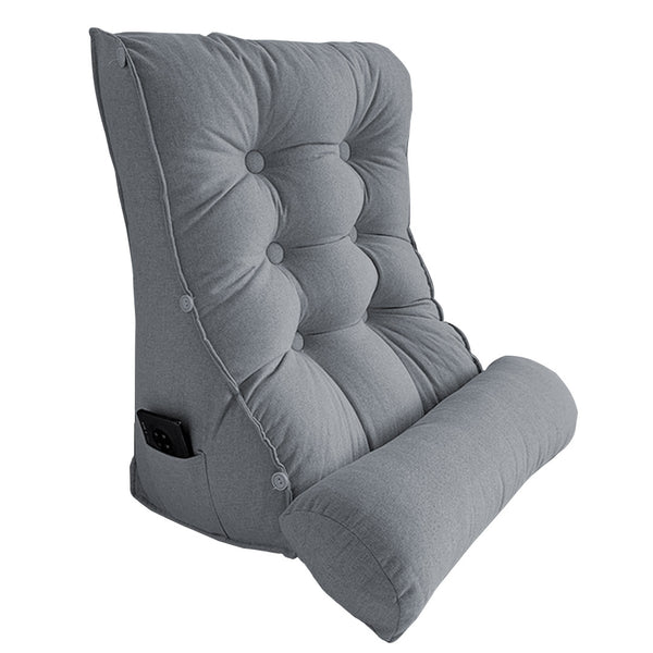 SOGA 45cm SilverTriangular Wedge Lumbar Pillow Headboard Backrest Sofa Bed Cushion Home Decor Soga
