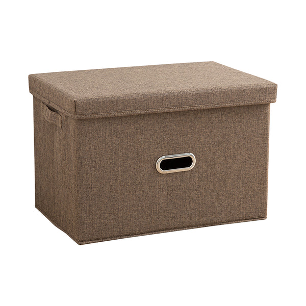 SOGA Coffee Medium Foldable Canvas Storage Box Cube Clothes Basket Organiser Home Decorative Box Soga