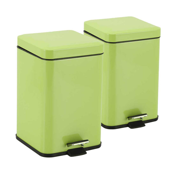 SOGA 2X 12L Foot Pedal Stainless Steel Rubbish Recycling Garbage Waste Trash Bin Square Green Soga