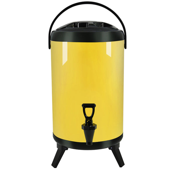 SOGA 12L Stainless Steel Insulated Milk Tea Barrel Hot and Cold Beverage Dispenser Container with Faucet Yellow Soga