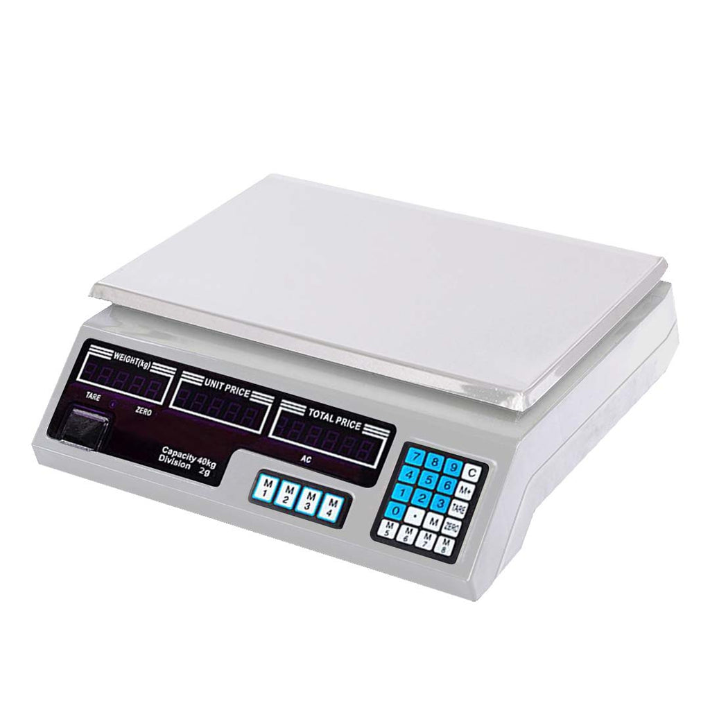 SOGA 40kg Digital Commercial Kitchen Scales Shop Electronic Weight Scale Food White Soga