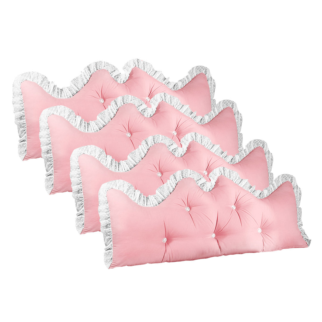 SOGA 4X 150cm Pink Princess Bed Pillow Headboard Backrest Bedside Tatami Sofa Cushion with Ruffle Lace Home Decor Soga