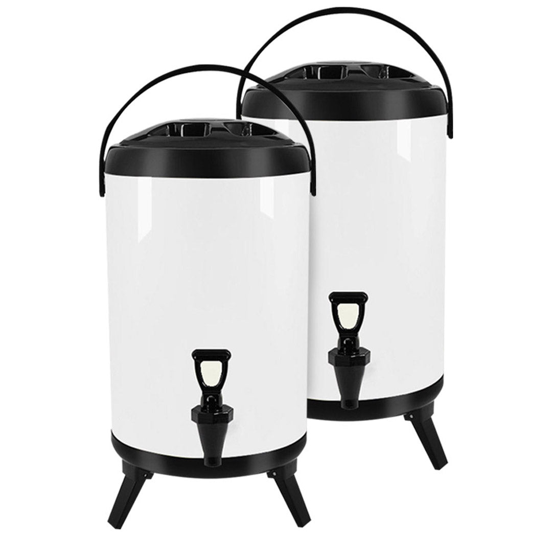 SOGA 2X 18L Stainless Steel Insulated Milk Tea Barrel Hot and Cold Beverage Dispenser Container with Faucet White Soga