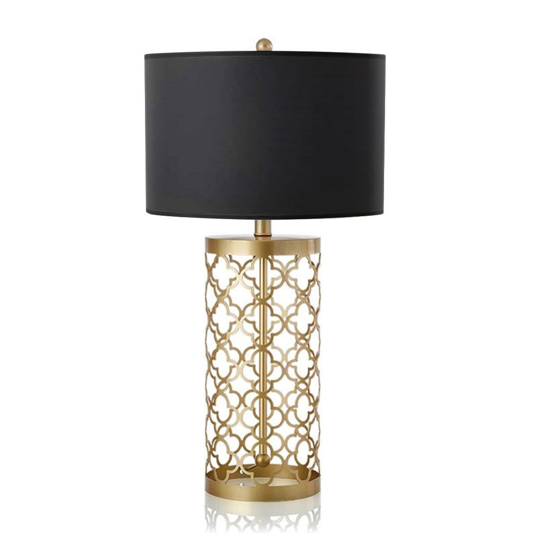 SOGA Golden Hollowed Out Base Table Lamp with Dark Shade Soga
