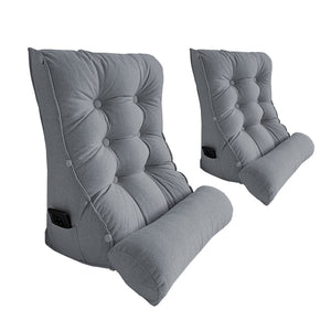 SOGA 2X 45cm SilverTriangular Wedge Lumbar Pillow Headboard Backrest Sofa Bed Cushion Home Decor Soga