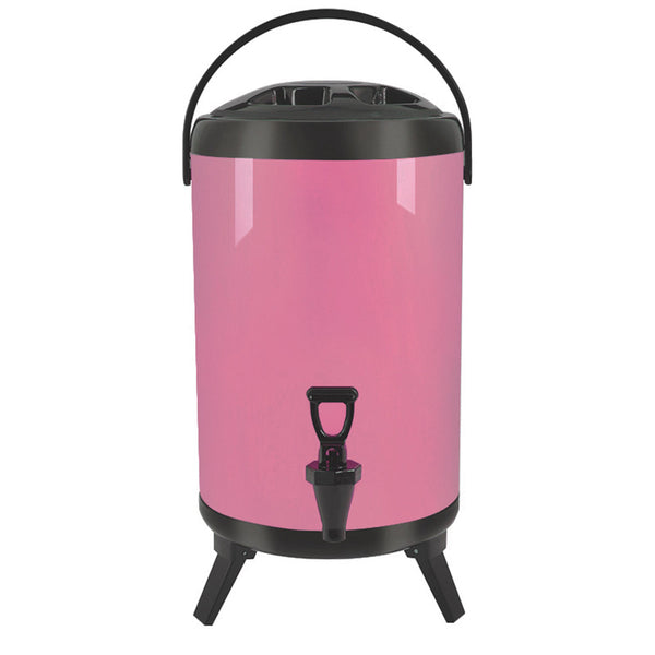 SOGA 16L Stainless Steel Insulated Milk Tea Barrel Hot and Cold Beverage Dispenser Container with Faucet Pink Soga
