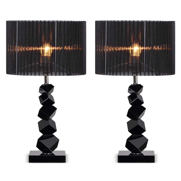 SOGA 2X 55cm Black Table Lamp with Dark Shade LED Desk Lamp Soga