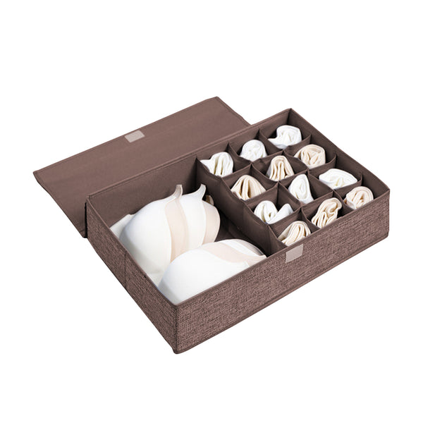 SOGA Coffee Flip Top Underwear Storage Box Foldable Wardrobe Partition Drawer Home Organiser Soga