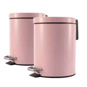 SOGA 2X 12L Foot Pedal Stainless Steel Rubbish Recycling Garbage Waste Trash Bin Round Pink Soga