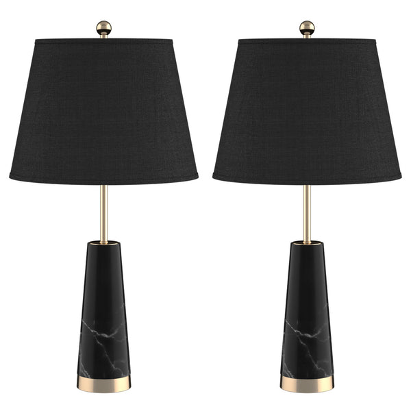 SOGA 2X 68cm Black Marble Bedside Desk Table Lamp Living Room Shade with Cone Shape Base Soga