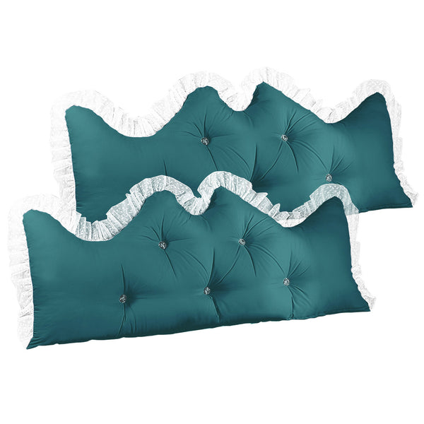 SOGA 2X 180cm Blue-Green Princess Bed Pillow Headboard Backrest Bedside Tatami Sofa Cushion with Ruffle Lace Home Decor Soga