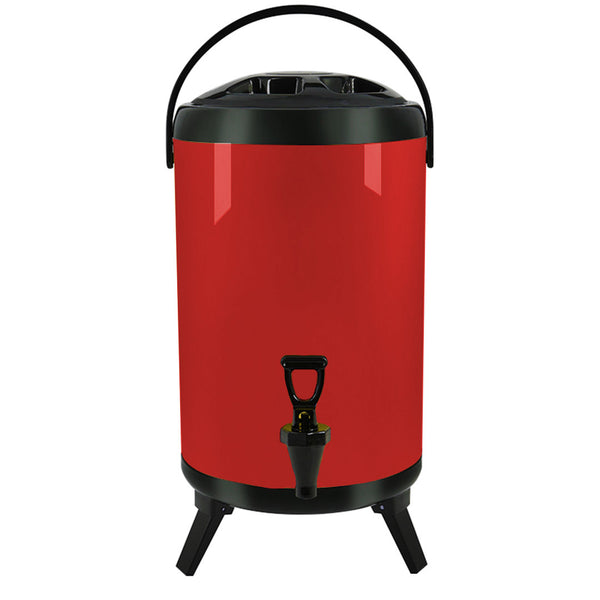 SOGA 10L Stainless Steel Insulated Milk Tea Barrel Hot and Cold Beverage Dispenser Container with Faucet Red Soga