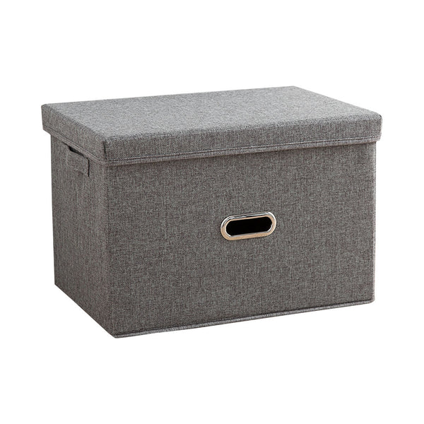 SOGA Grey Large Foldable Canvas Storage Box Cube Clothes Basket Organiser Home Decorative Box Soga