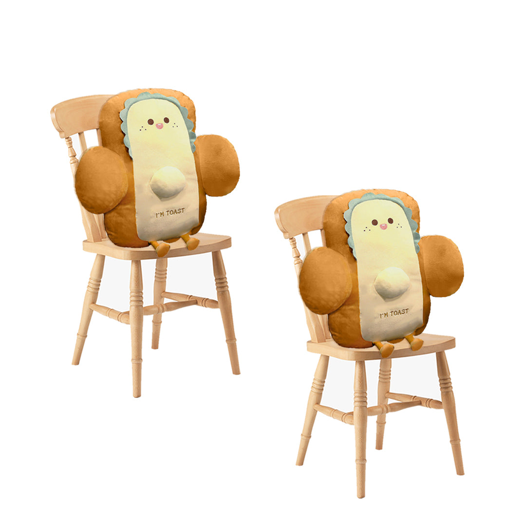 SOGA 2X Smiley Face Toast Bread Cushion Stuffed Car Seat Plush Cartoon Back Support Pillow Home Decor Soga