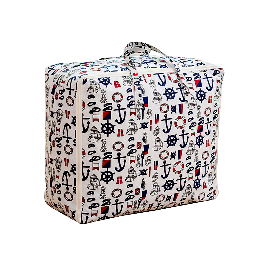 SOGA Nautical Icons Large Storage Luggage Bag Double Zipper Foldable Travel Organiser Essentials Soga