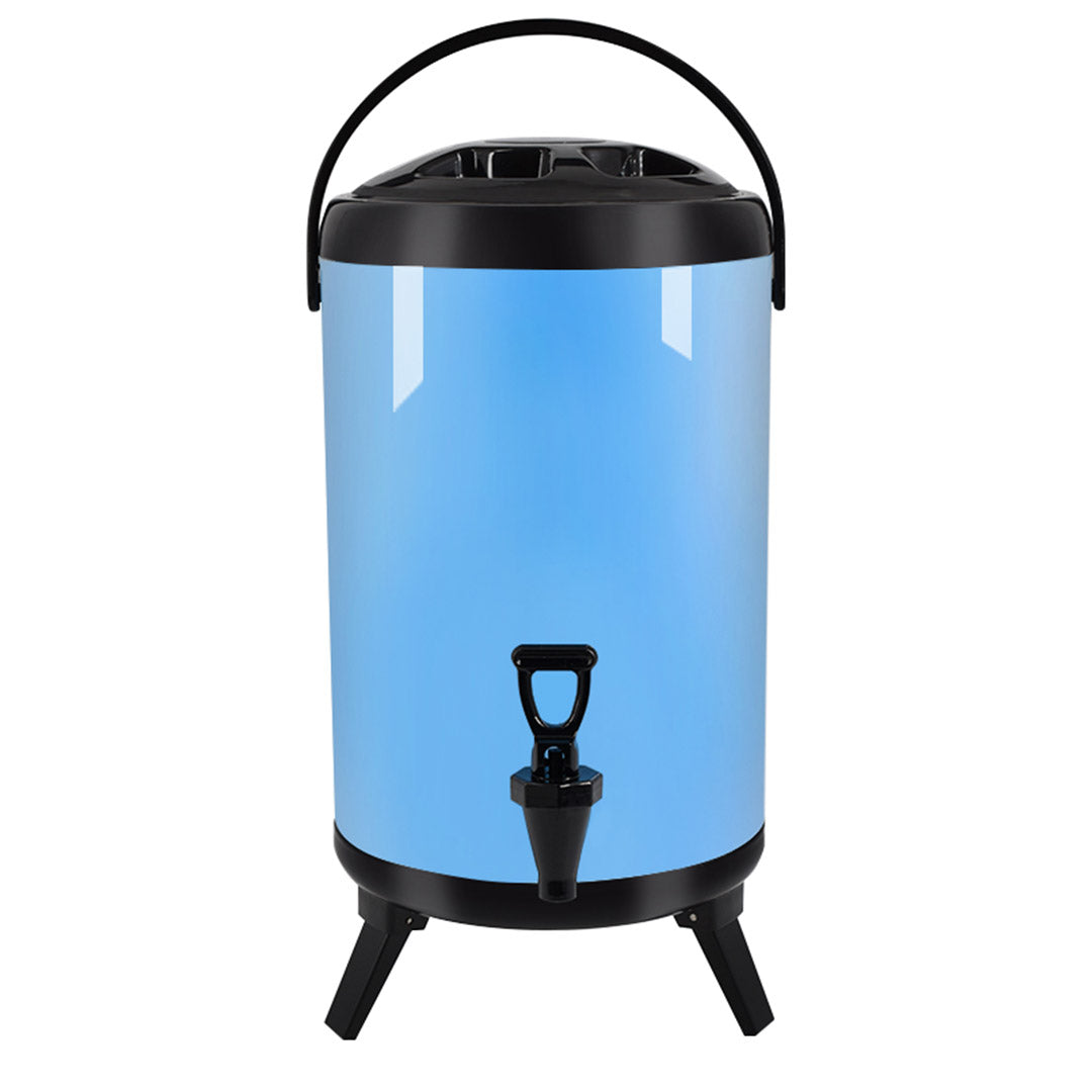 SOGA 10L Stainless Steel Insulated Milk Tea Barrel Hot and Cold Beverage Dispenser Container with Faucet Blue Soga