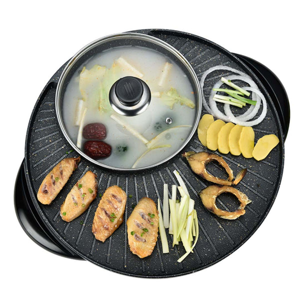 SOGA 2 in 1 Electric Stone Coated Teppanyaki Grill Plate Steamboat Hotpot 3-5 Person Soga
