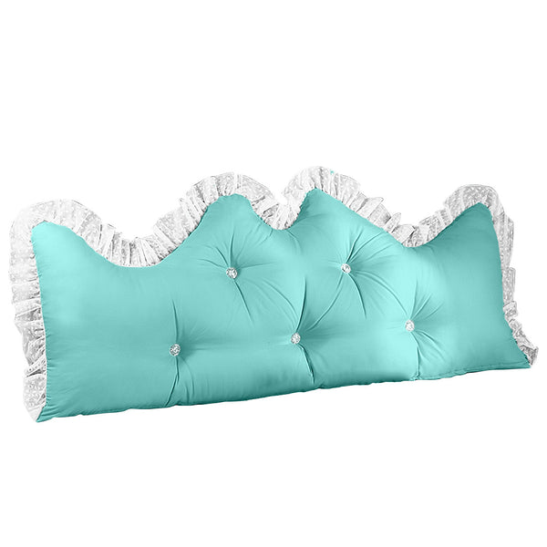 SOGA 180cm Light Blue Princess Bed Pillow Headboard Backrest Bedside Tatami Sofa Cushion with Ruffle Lace Home Decor Soga