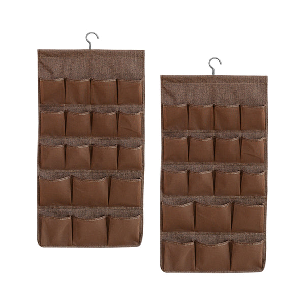 SOGA 2X Coffee Double Sided Hanging Storage Bag Underwear Bra Socks Mesh Pocket Hanger Home Organiser Soga