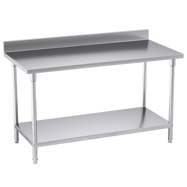 SOGA Commercial Catering Kitchen Stainless Steel Prep Work Bench Table with Back-splash 150*70*85cm Soga
