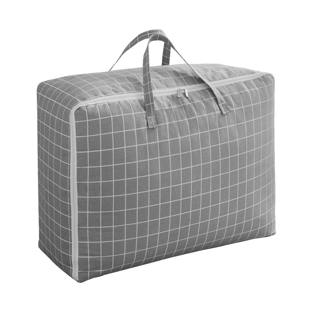 SOGA Grey Plaid Medium Storage Luggage Bag Double Zipper Foldable Travel Organiser Essentials Soga