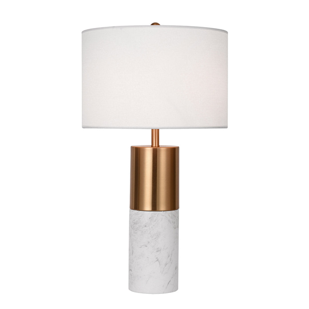 SOGA 60cm White Marble Bedside Modern Desk Table Lamp Living Room Shade with Cylinder Base Soga