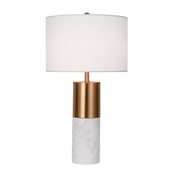 SOGA 60cm White Marble Bedside Modern Desk Table Lamp Living Room Shade with Cylinder Base Soga