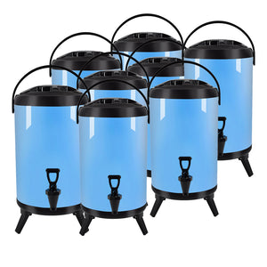 SOGA 8X 10L Stainless Steel Insulated Milk Tea Barrel Hot and Cold Beverage Dispenser Container with Faucet Blue Soga