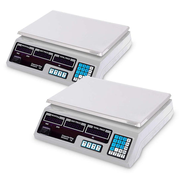 SOGA 2X 40kg Digital Commercial Kitchen Scales Shop Electronic Weight Scale Food White Soga