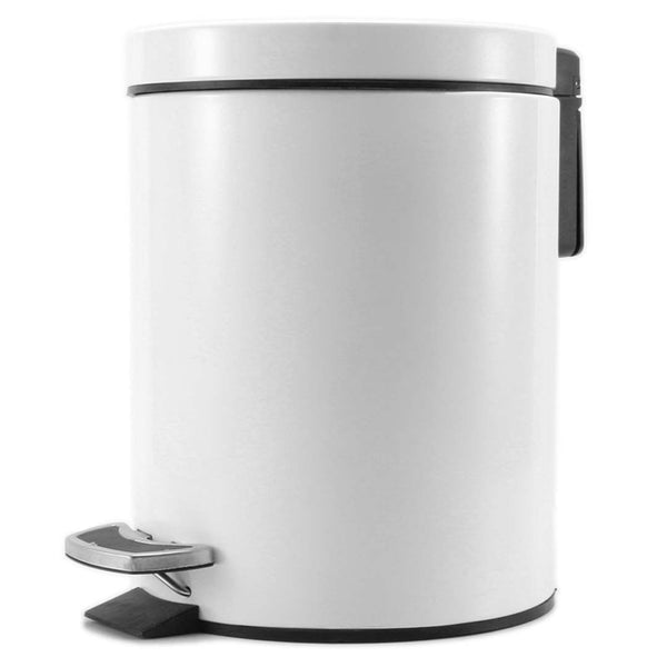 SOGA Foot Pedal Stainless Steel Rubbish Recycling Garbage Waste Trash Bin Round 12L White Soga