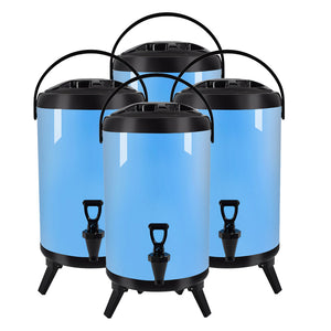 SOGA 4X 14L Stainless Steel Insulated Milk Tea Barrel Hot and Cold Beverage Dispenser Container with Faucet Blue Soga