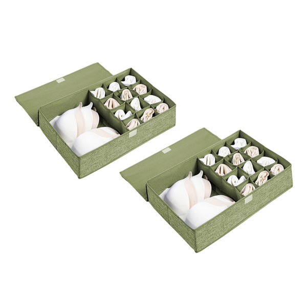 SOGA 2X Green Flip Top Underwear Storage Box Foldable Wardrobe Partition Drawer Home Organiser Soga