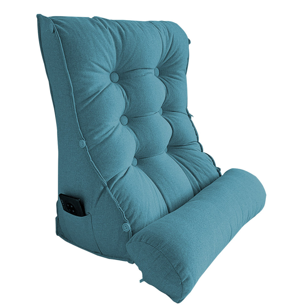 SOGA 60cm Blue Triangular Wedge Lumbar Pillow Headboard Backrest Sofa Bed Cushion Home Decor Soga
