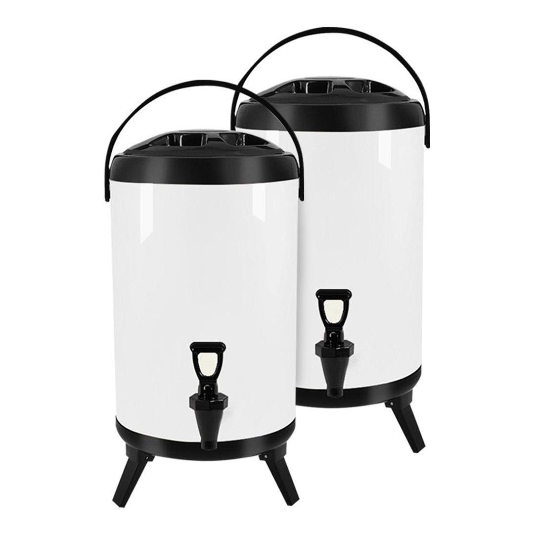 SOGA 2X 12L Stainless Steel Insulated Milk Tea Barrel Hot and Cold Beverage Dispenser Container with Faucet White Soga