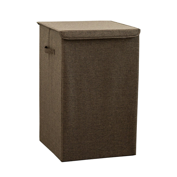 SOGA Coffee Medium Collapsible Laundry Hamper Storage Box Foldable Canvas Basket Home Organiser Decor Soga