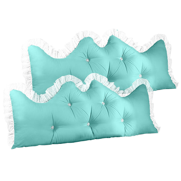 SOGA 2X 150cm Light Blue Princess Bed Pillow Headboard Backrest Bedside Tatami Sofa Cushion with Ruffle Lace Home Decor Soga