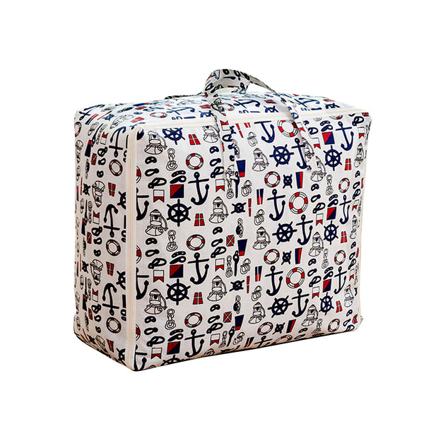 SOGA Nautical Icons Medium Storage Luggage Bag Double Zipper Foldable Travel Organiser Essentials Soga