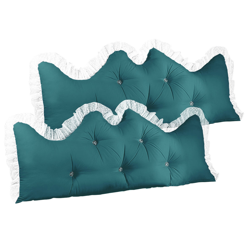 SOGA 2X 150cm Blue-Green Princess Bed Pillow Headboard Backrest Bedside Tatami Sofa Cushion with Ruffle Lace Home Decor Soga