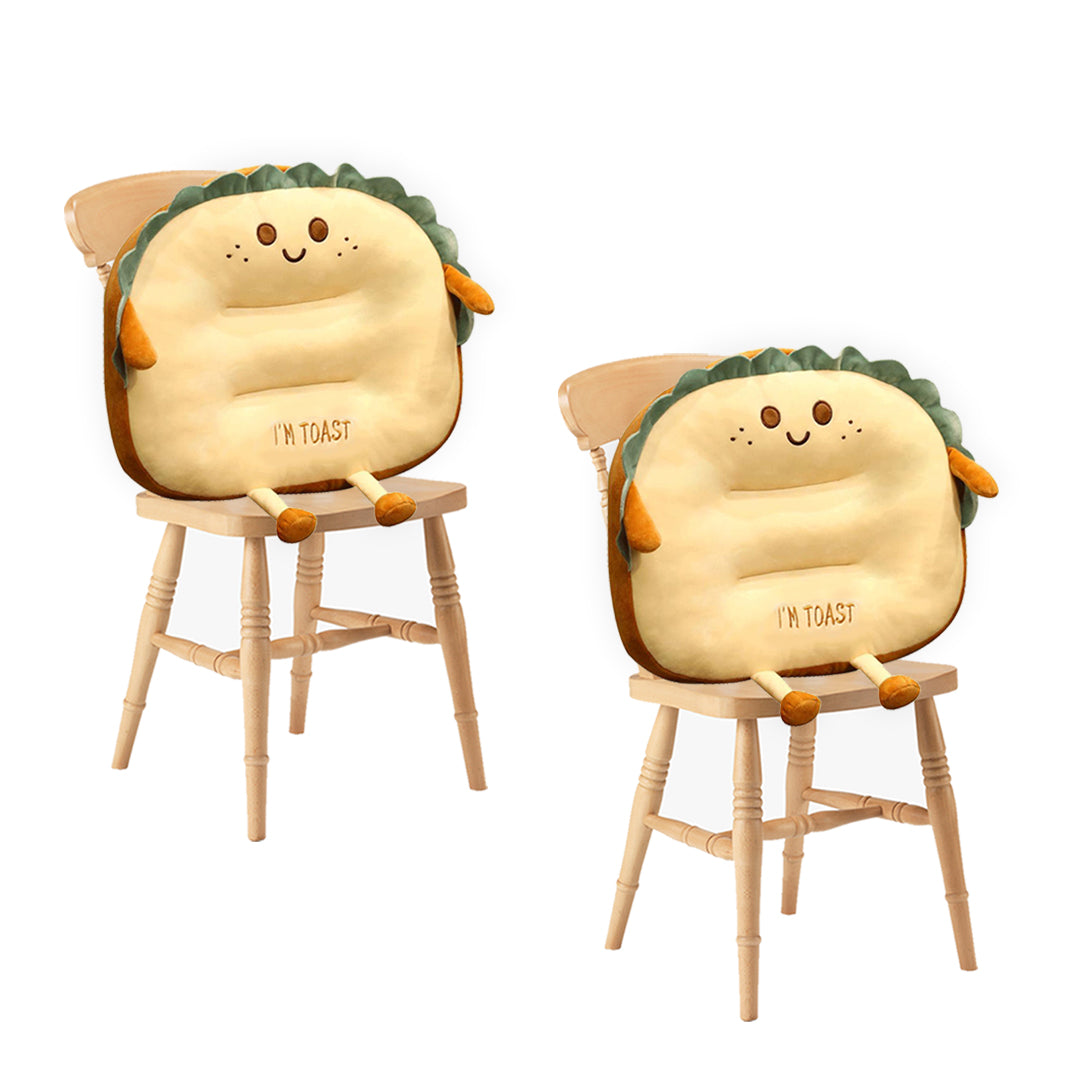SOGA 2X Cute Face Toast Bread Cushion Stuffed Car Seat Plush Cartoon Back Support Pillow Home Decor Soga