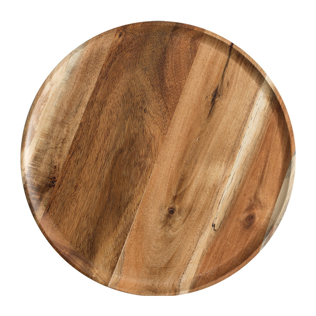 SOGA 25cm Brown Round Wooden Centerpiece Serving Tray Board Home Decor Soga