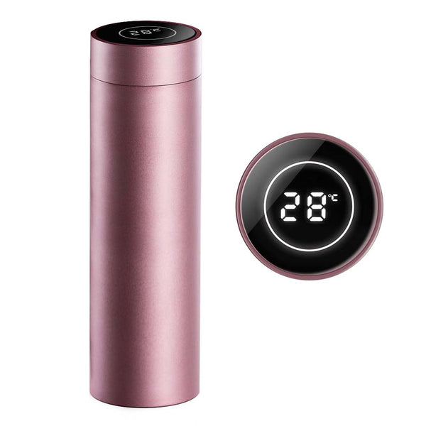 SOGA 500ML Stainless Steel Smart LCD Thermometer Display Bottle Vacuum Flask Thermos Rose Gold Soga