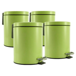 SOGA 4X Foot Pedal Stainless Steel Rubbish Recycling Garbage Waste Trash Bin Round 12L Green Soga