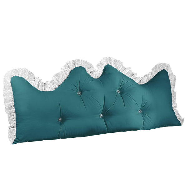 SOGA 150cm Blue-Green Princess Bed Pillow Headboard Backrest Bedside Tatami Sofa Cushion with Ruffle Lace Home Decor Soga