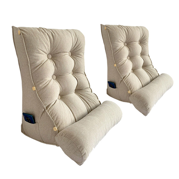 SOGA 2X 45cm White Triangular Wedge Lumbar Pillow Headboard Backrest Sofa Bed Cushion Home Decor Soga