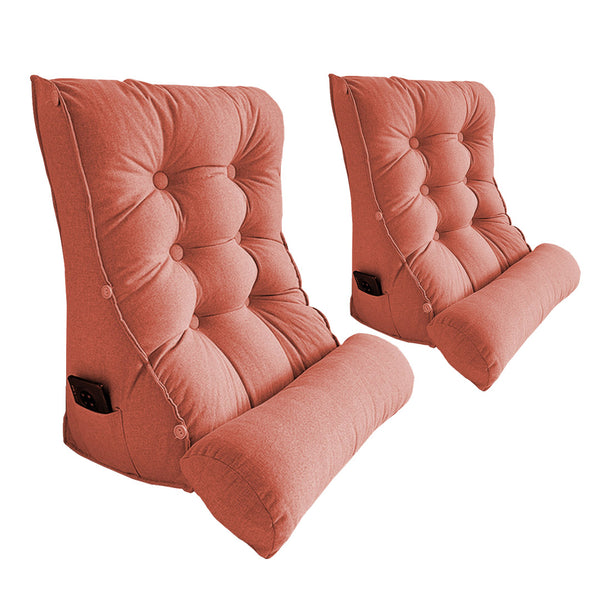 SOGA 2X 45cm Peach Triangular Wedge Lumbar Pillow Headboard Backrest Sofa Bed Cushion Home Decor Soga