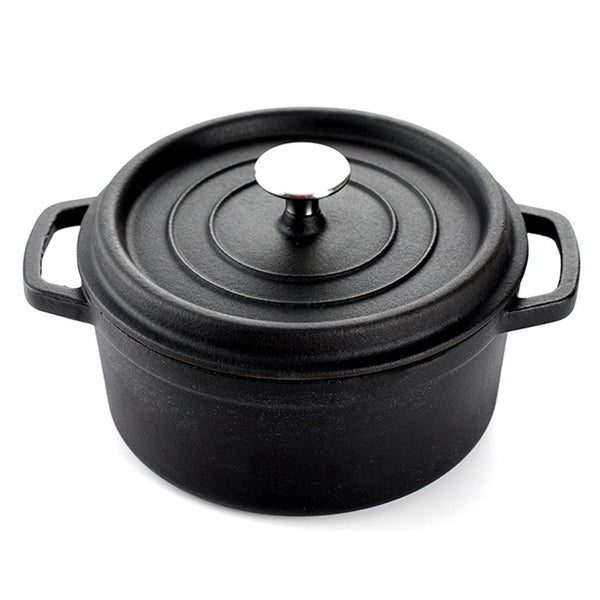 SOGA Cast Iron 24cm Stewpot Casserole Stew Cooking Pot With Lid 3.6L Black Soga