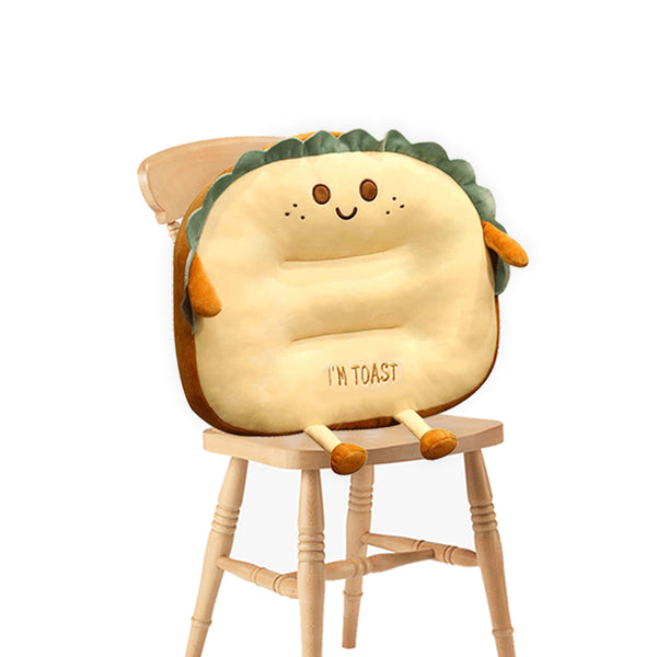SOGA Cute Face Toast Bread Cushion Stuffed Car Seat Plush Cartoon Back Support Pillow Home Decor Soga