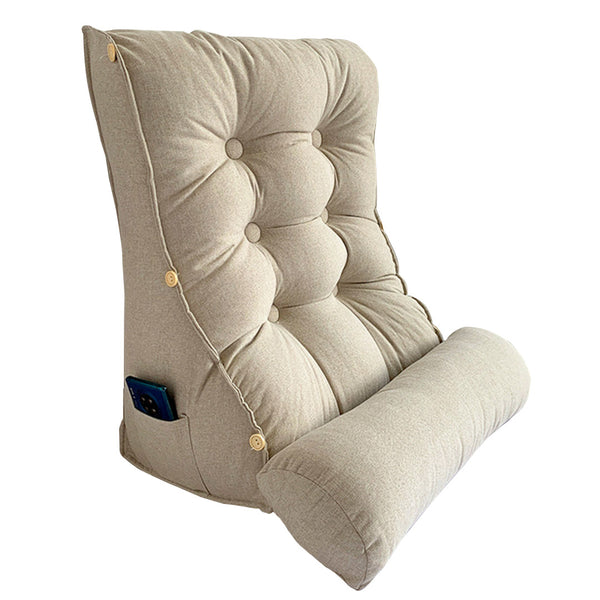 SOGA 45cm White Triangular Wedge Lumbar Pillow Headboard Backrest Sofa Bed Cushion Home Decor Soga