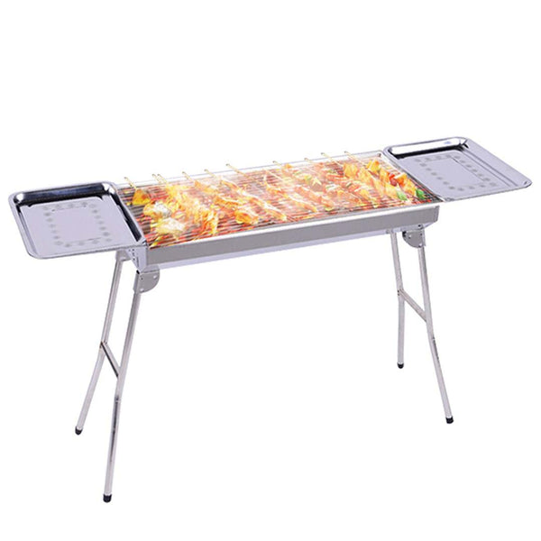 SOGA Skewers Grill with Side Tray Portable Stainless Steel Charcoal BBQ Outdoor 6-8 Persons Soga