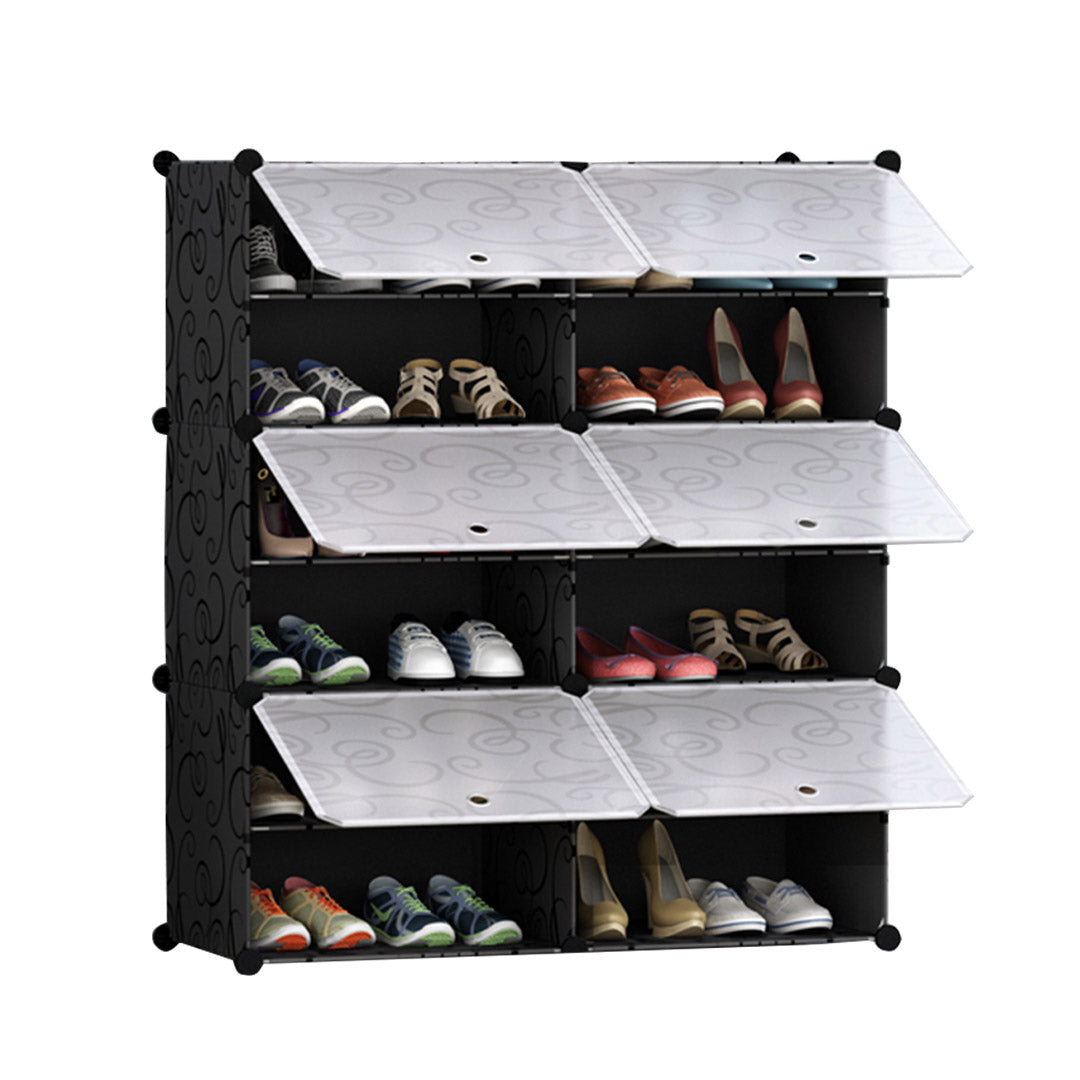 SOGA 6 Tier 2 Column Shoe Rack Organizer Sneaker Footwear Storage Stackable Stand Cabinet Portable Wardrobe with Cover Soga